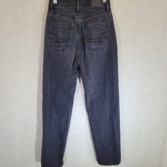 American Eagle Highest Rise 90s Boyfriend Jeans Womens 0 Distressed Black Denim - Picture 5 of 10